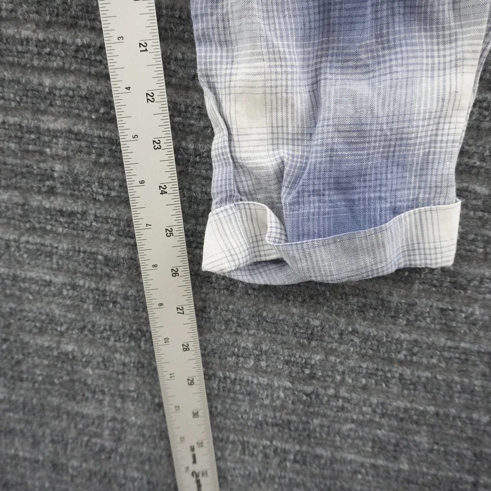 Reformation Tapered Pants Womens 27 Blue Plaid High Rise Linen Tie Waist